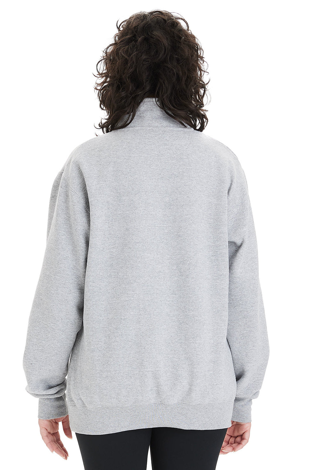 Champion S450 Mens Powerblend 1/4 Zip Sweatshirt Light Steel Grey Model Back