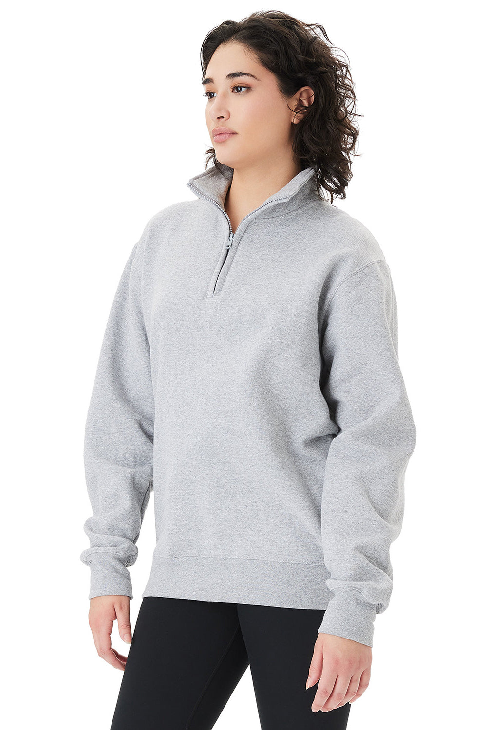 Champion S450 Mens Powerblend 1/4 Zip Sweatshirt Light Steel Grey Model 3q