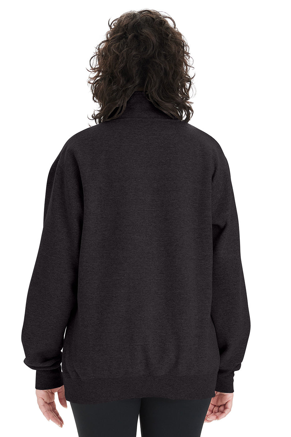 Champion S450 Mens Powerblend 1/4 Zip Sweatshirt Black Model Back