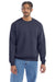Champion S600 Mens Double Dry Eco Moisture Wicking Fleece Crewneck Sweatshirt Heather Navy Blue Model Front