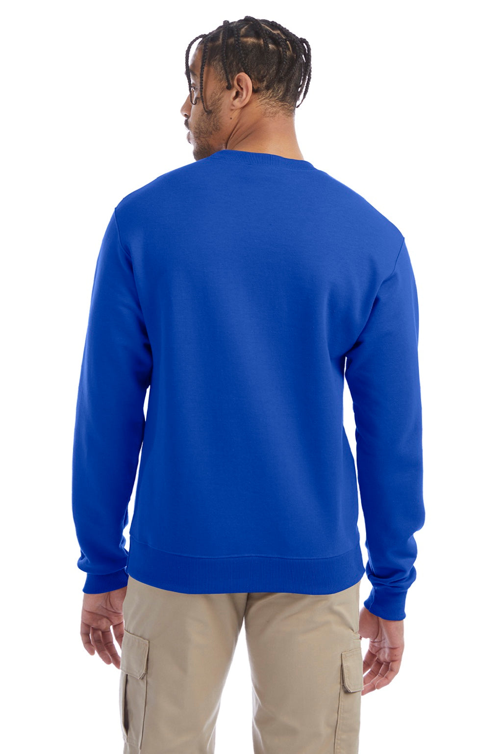 Champion S600 Mens Double Dry Eco Moisture Wicking Fleece Crewneck Sweatshirt Royal Blue Model Back