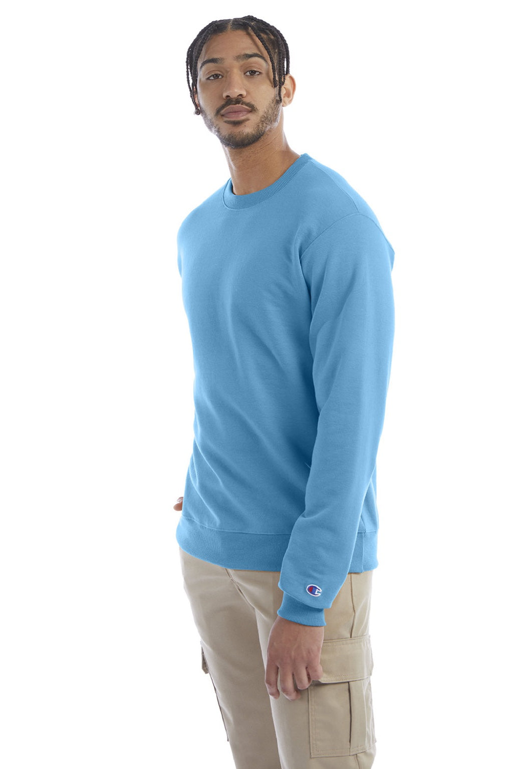 Champion S600 Mens Double Dry Eco Moisture Wicking Fleece Crewneck Sweatshirt Lagoon Blue Model 3q