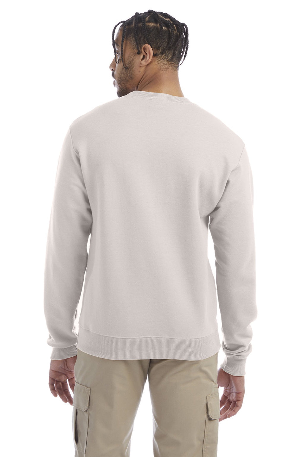 Champion S600 Mens Double Dry Eco Moisture Wicking Fleece Crewneck Sweatshirt Body Blush Pink Model Back