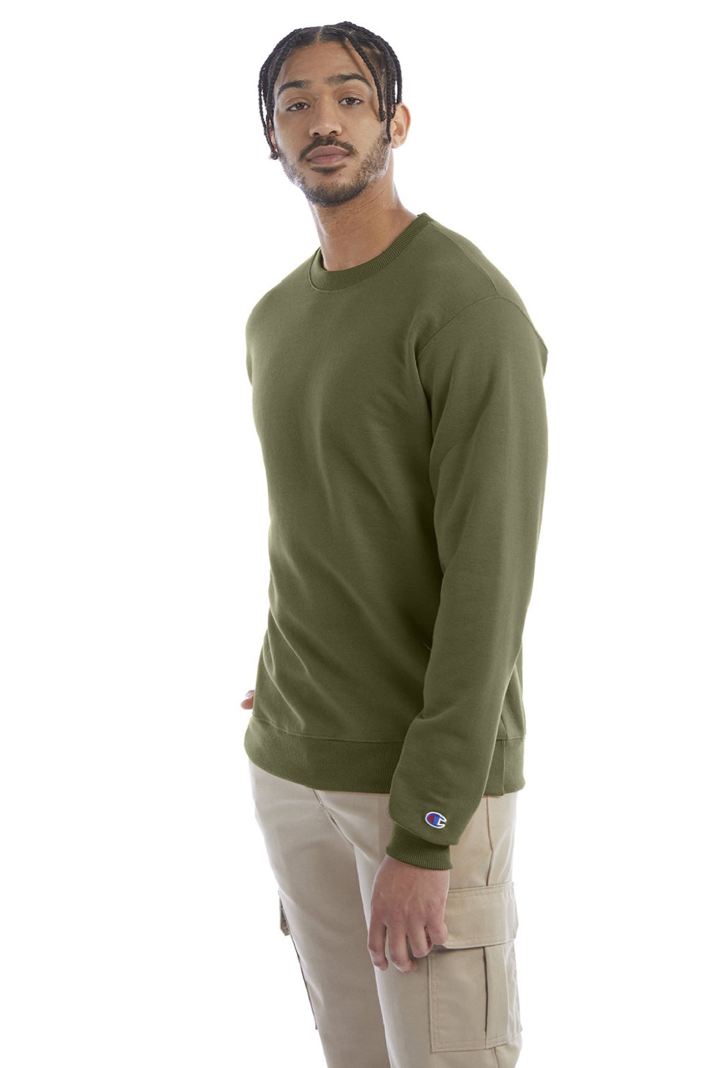 Champion S600 Mens Double Dry Eco Moisture Wicking Fleece Crewneck Sweatshirt Fresh Olive Green Model 3q