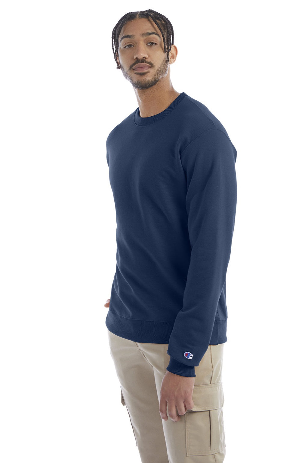 Champion S600 Mens Double Dry Eco Moisture Wicking Fleece Crewneck Sweatshirt Late Night Blue Model 3q