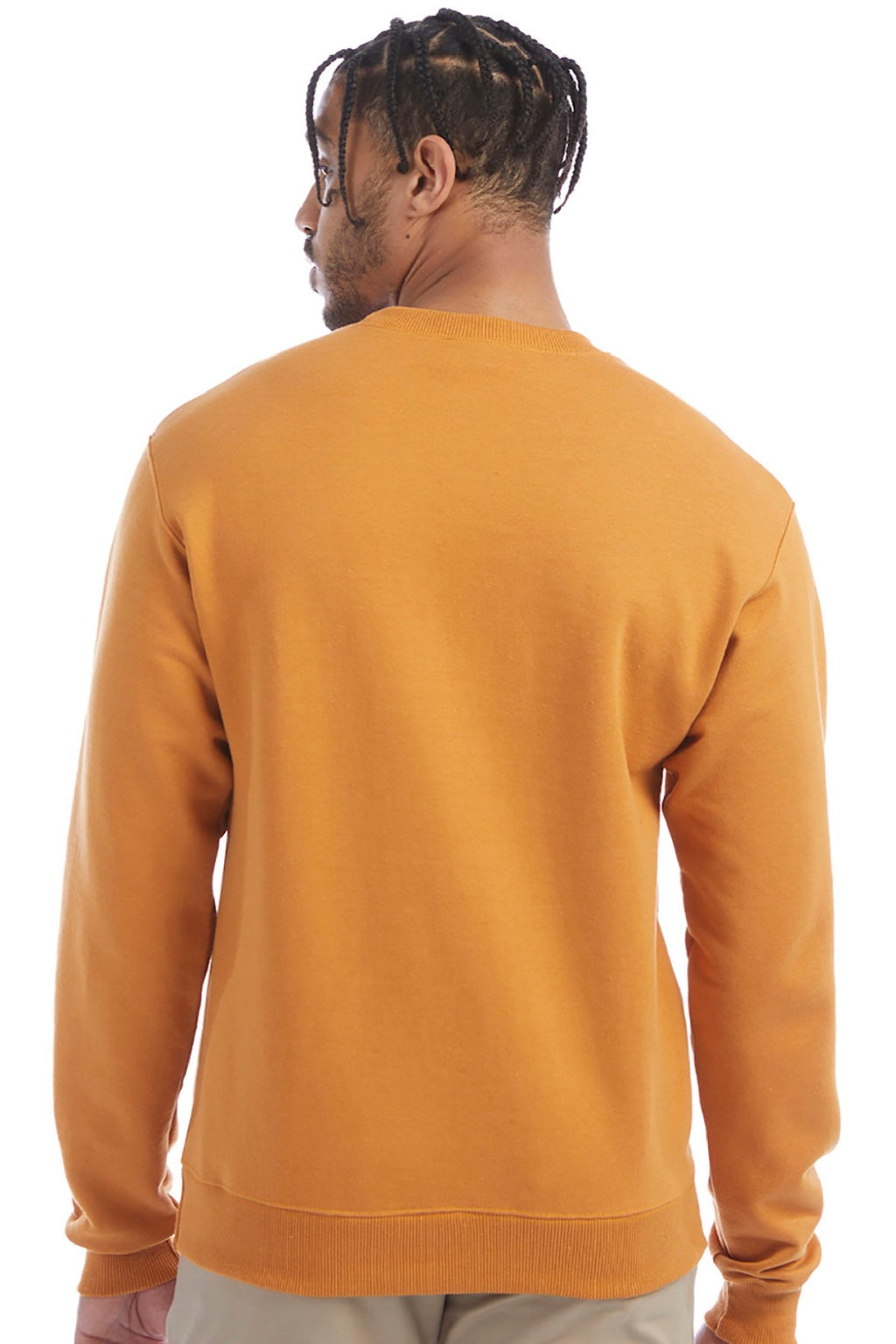 Champion S600 Mens Double Dry Eco Moisture Wicking Fleece Crewneck Sweatshirt Gold Glint Model Back