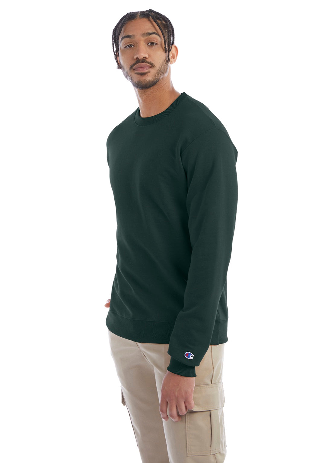 Champion S600 Mens Double Dry Eco Moisture Wicking Fleece Crewneck Sweatshirt Dark Green Model 3q