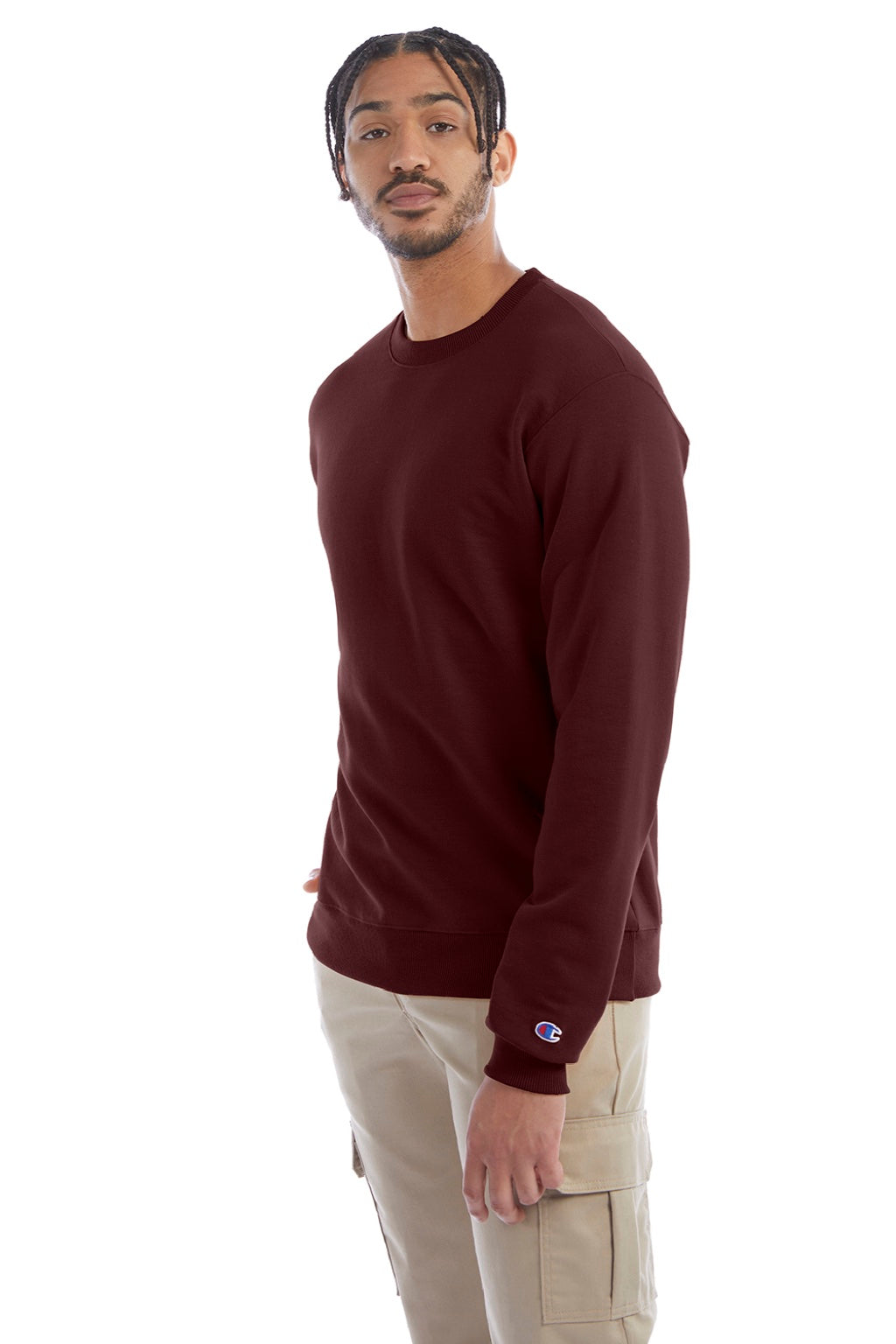 Champion S600 Mens Double Dry Eco Moisture Wicking Fleece Crewneck Sweatshirt Maroon Model 3q