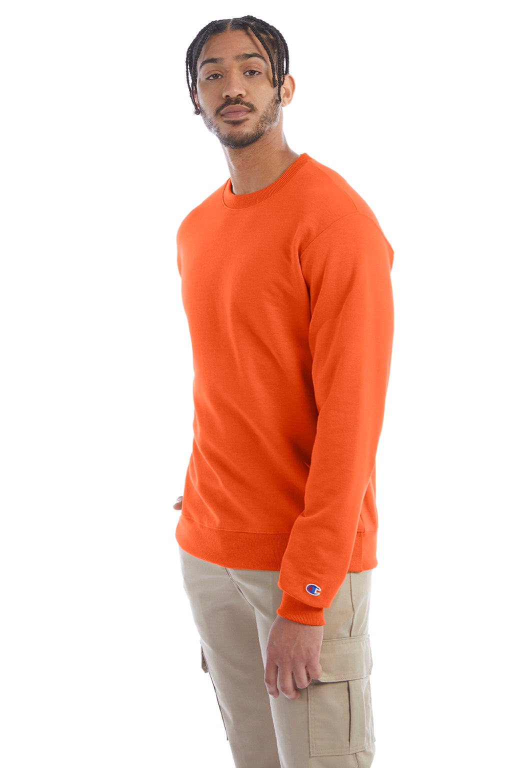 Champion S600 Mens Double Dry Eco Moisture Wicking Fleece Crewneck Sweatshirt Orange Model 3q