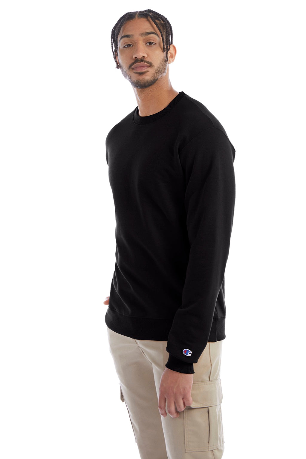 Champion S600 Mens Double Dry Eco Moisture Wicking Fleece Crewneck Sweatshirt Black Model 3q
