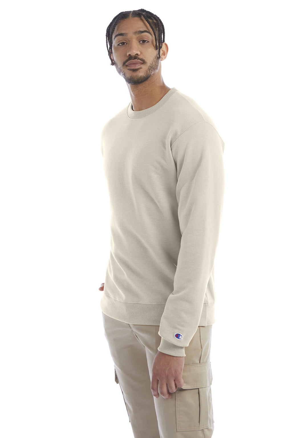 Champion S600 Mens Double Dry Eco Moisture Wicking Fleece Crewneck Sweatshirt Sand Model 3q