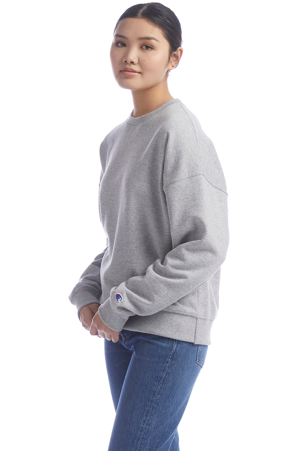 Champion S650 Womens PowerBlend Crewneck Sweatshirt Light Steel Grey Model 3q