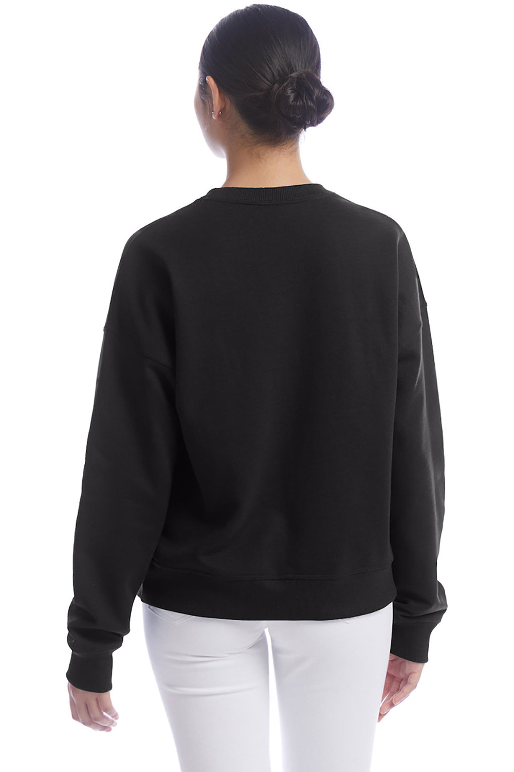 Champion S650 Womens PowerBlend Crewneck Sweatshirt Black Model Back