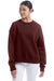 Champion S650 Womens PowerBlend Crewneck Sweatshirt Maroon Model Front