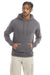Champion S700 Mens Double Dry Eco Moisture Wicking Fleece Hooded Sweatshirt Hoodie w/ Pouch Pocket Stone Grey Model Front
