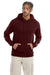 Champion S700 Mens Double Dry Eco Moisture Wicking Fleece Hooded Sweatshirt Hoodie w/ Pouch Pocket Maroon Model Front