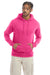 Champion S700 Mens Double Dry Eco Moisture Wicking Fleece Hooded Sweatshirt Hoodie w/ Pouch Pocket Wow Pink Model Front