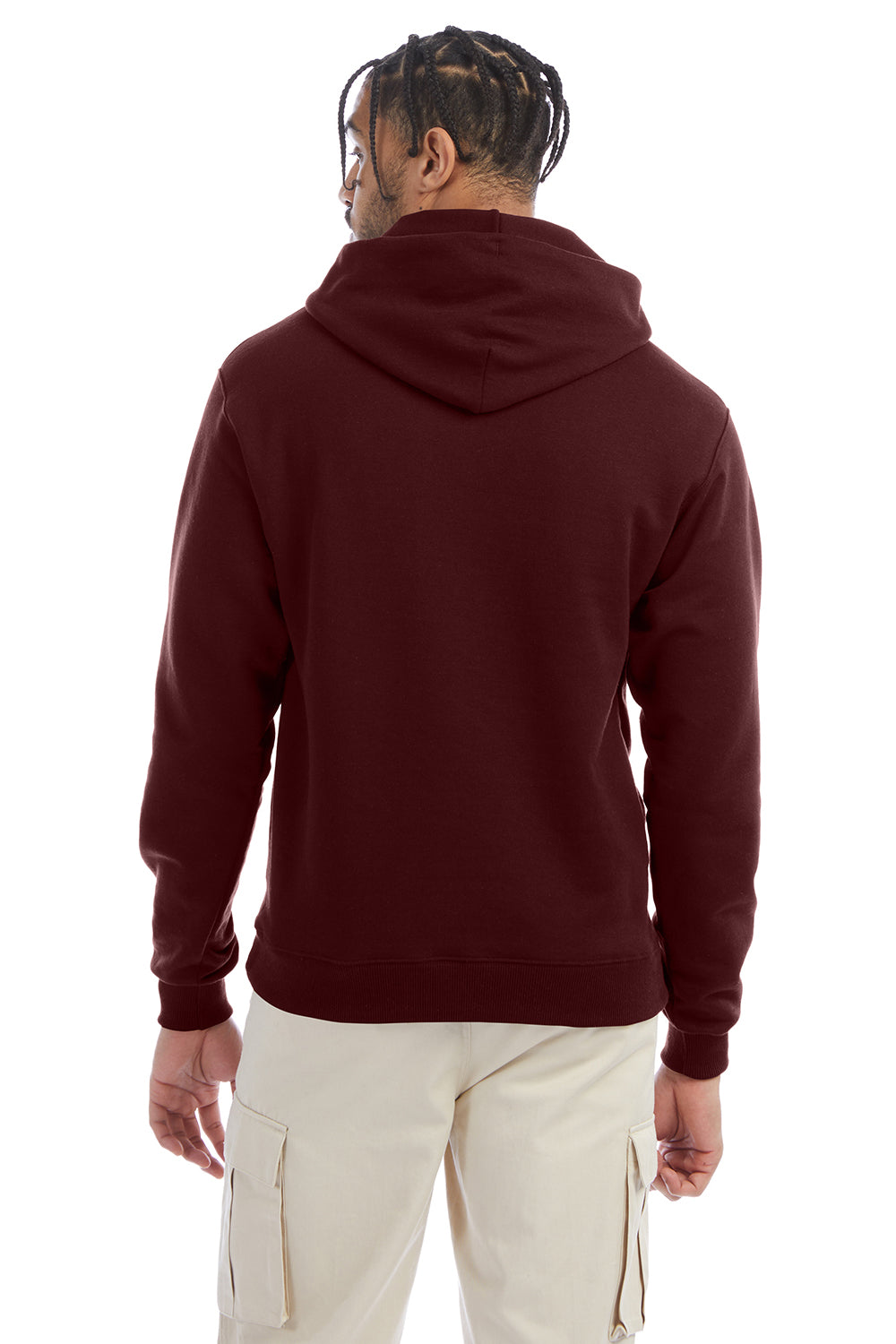 Champion S700 Mens Double Dry Eco Moisture Wicking Fleece Hooded Sweatshirt Hoodie w/ Pouch Pocket Maroon Model Back