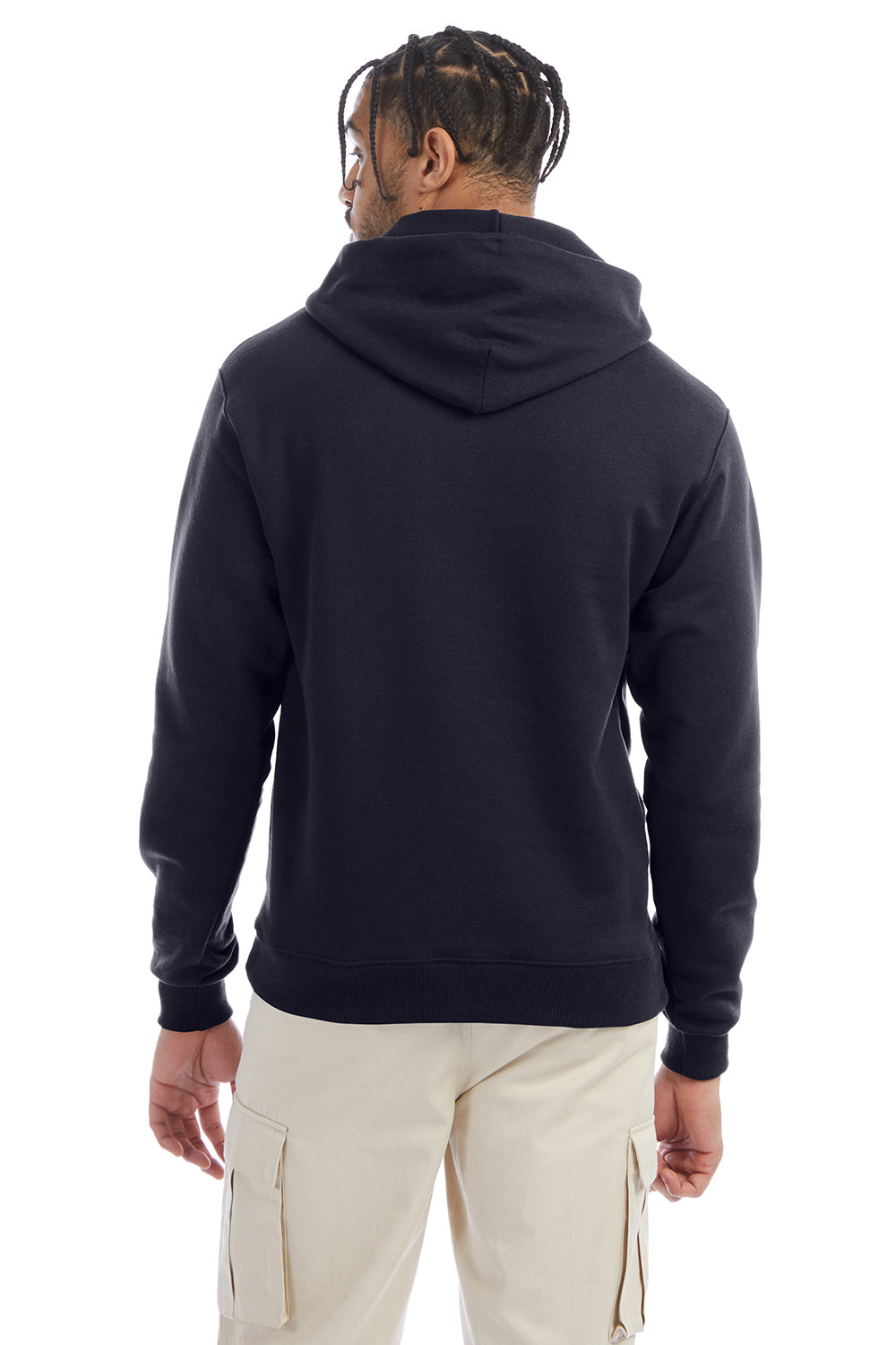 Champion S700 Mens Double Dry Eco Moisture Wicking Fleece Hooded Sweatshirt Hoodie w/ Pouch Pocket Navy Blue Model Back