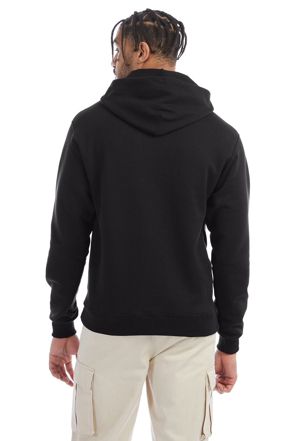 Champion S700 Mens Double Dry Eco Moisture Wicking Fleece Hooded Sweatshirt Hoodie w/ Pouch Pocket Black Model Back