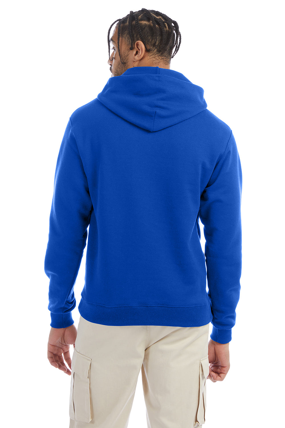 Champion S700 Mens Double Dry Eco Moisture Wicking Fleece Hooded Sweatshirt Hoodie w/ Pouch Pocket Royal Blue Model Back