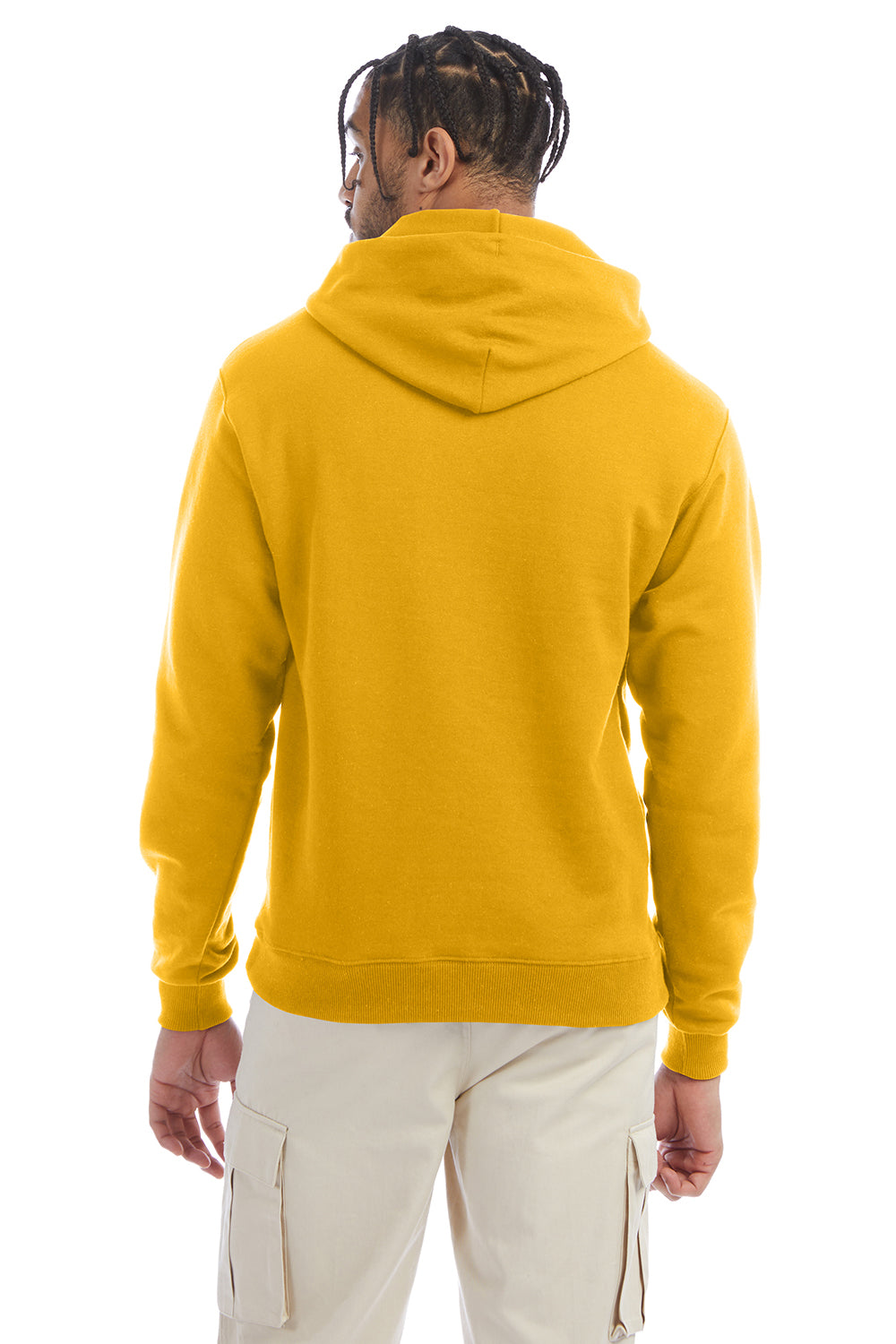 Champion S700 Mens Double Dry Eco Moisture Wicking Fleece Hooded Sweatshirt Hoodie w/ Pouch Pocket Gold Model Back