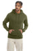 Champion S700 Mens Double Dry Eco Moisture Wicking Fleece Hooded Sweatshirt Hoodie w/ Pouch Pocket Fresh Olive Green Model Front