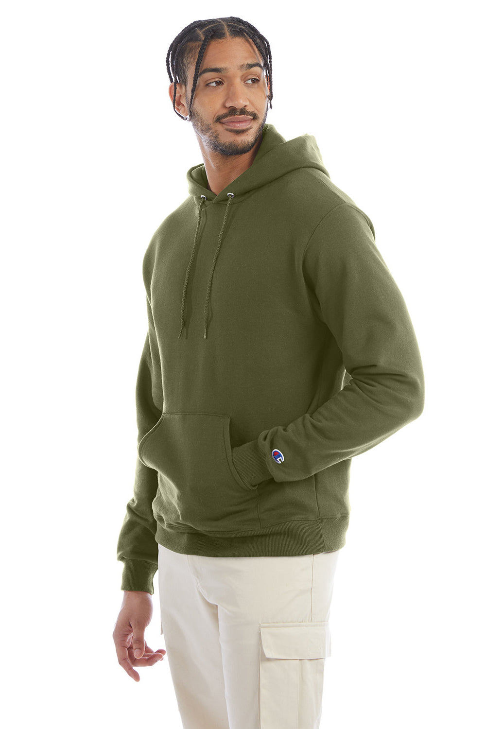 Champion S700 Mens Double Dry Eco Moisture Wicking Fleece Hooded Sweatshirt Hoodie w/ Pouch Pocket Fresh Olive Green Model 3q