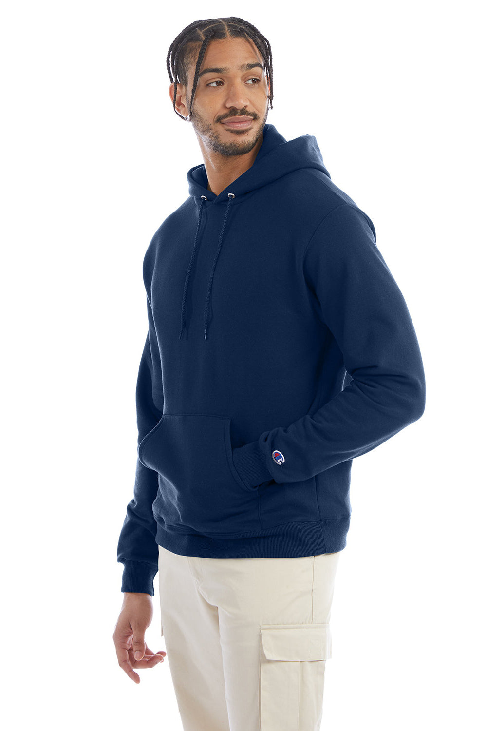 Champion S700 Mens Double Dry Eco Moisture Wicking Fleece Hooded Sweatshirt Hoodie w/ Pouch Pocket Late Night Blue Model 3q