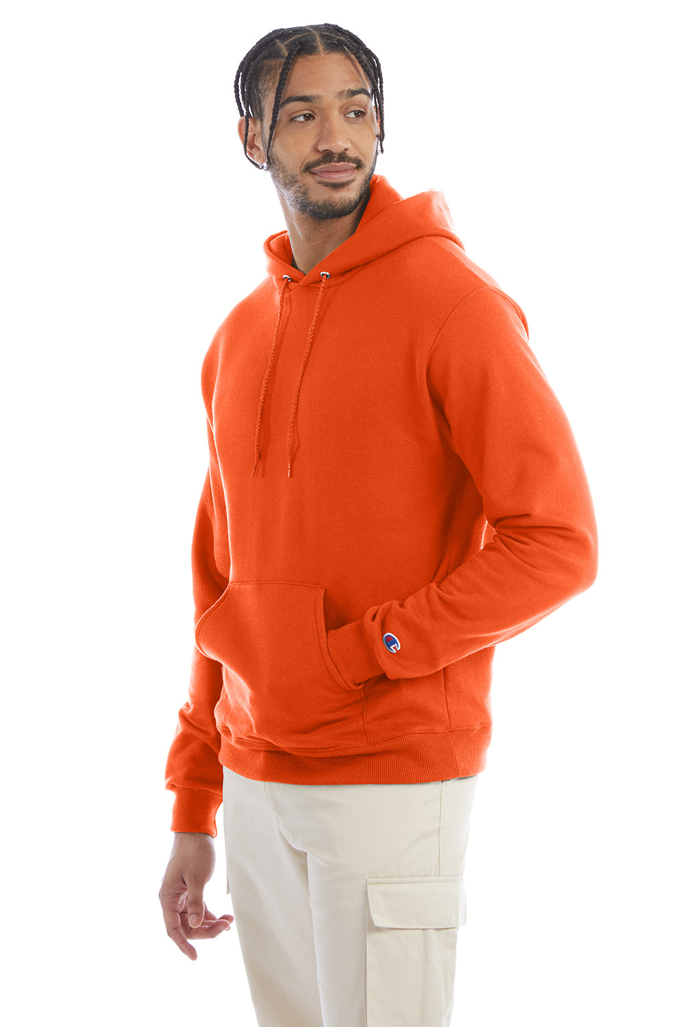 Champion S700 Mens Double Dry Eco Moisture Wicking Fleece Hooded Sweatshirt Hoodie w/ Pouch Pocket Orange Model 3q