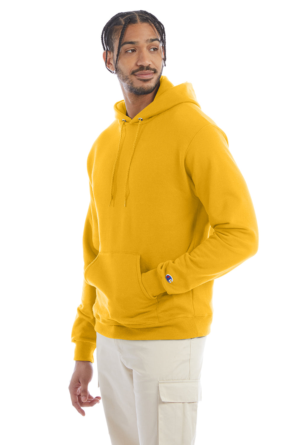 Champion S700 Mens Double Dry Eco Moisture Wicking Fleece Hooded Sweatshirt Hoodie w/ Pouch Pocket Gold Model 3q