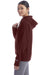 Champion S760 Womens PowerBlend Relaxed Hooded Sweatshirt Hoodie w/ Pouch Pocket Maroon Model Side