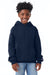 Champion S790 Youth Double Dry Eco Moisture Wicking Fleece Hooded Sweatshirt Hoodie w/ Pouch Pocket Navy Blue Model Front