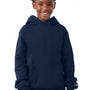 Champion Youth Double Dry Eco Moisture Wicking Fleece Hooded Sweatshirt Hoodie w/ Pouch Pocket - Navy Blue