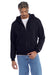 Champion S800 Mens Double Dry Eco Moisture Wicking Fleece Full Zip Hooded Sweatshirt Hoodie w/ Pockets Navy Blue Model Front