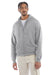 Champion S800 Mens Double Dry Eco Moisture Wicking Fleece Full Zip Hooded Sweatshirt Hoodie w/ Pockets Light Steel Grey Model Front