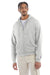 Champion S800 Mens Double Dry Eco Moisture Wicking Fleece Full Zip Hooded Sweatshirt Hoodie w/ Pockets Silver Grey Model Front