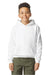 Gildan SF500B Youth Softstyle Hooded Sweatshirt Hoodie White Model Front