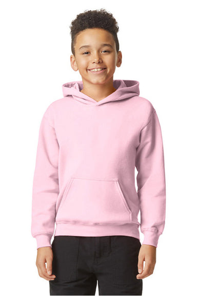 Gildan SF500B Youth Softstyle Hooded Sweatshirt Hoodie Light Pink Model Front