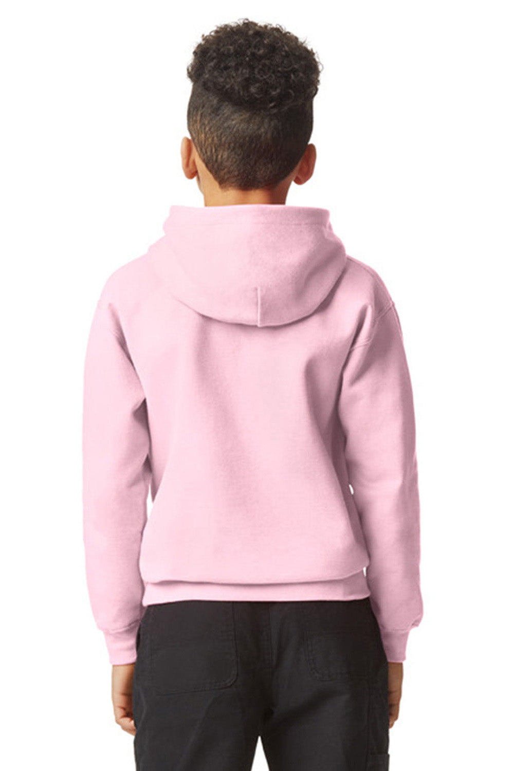 Gildan SF500B Youth Softstyle Hooded Sweatshirt Hoodie Light Pink Model Back
