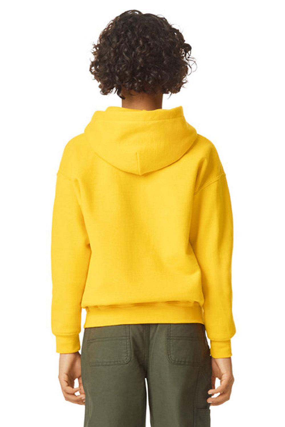 Gildan SF500B Youth Softstyle Hooded Sweatshirt Hoodie Daisy Yellow Model Back
