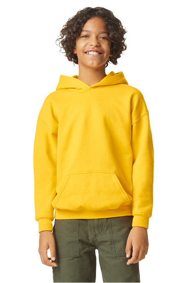 Gildan SF500B Youth Softstyle Hooded Sweatshirt Hoodie Daisy Yellow Model Front