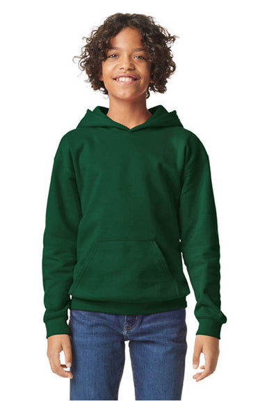 Gildan SF500B Youth Softstyle Hooded Sweatshirt Hoodie Forest Green Model Front
