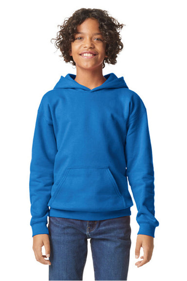 Gildan SF500B Youth Softstyle Hooded Sweatshirt Hoodie Royal Blue Model Front