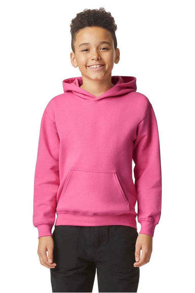 Gildan SF500B Youth Softstyle Hooded Sweatshirt Hoodie Pink Lemonade Model Front