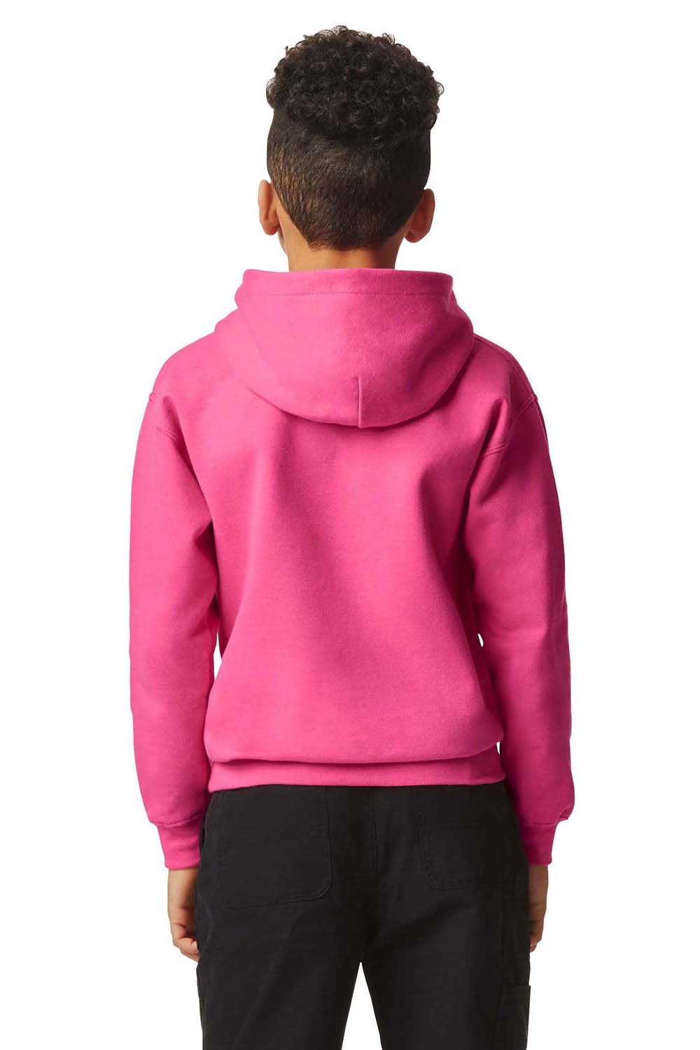 Gildan SF500B Youth Softstyle Hooded Sweatshirt Hoodie Pink Lemonade Model Back