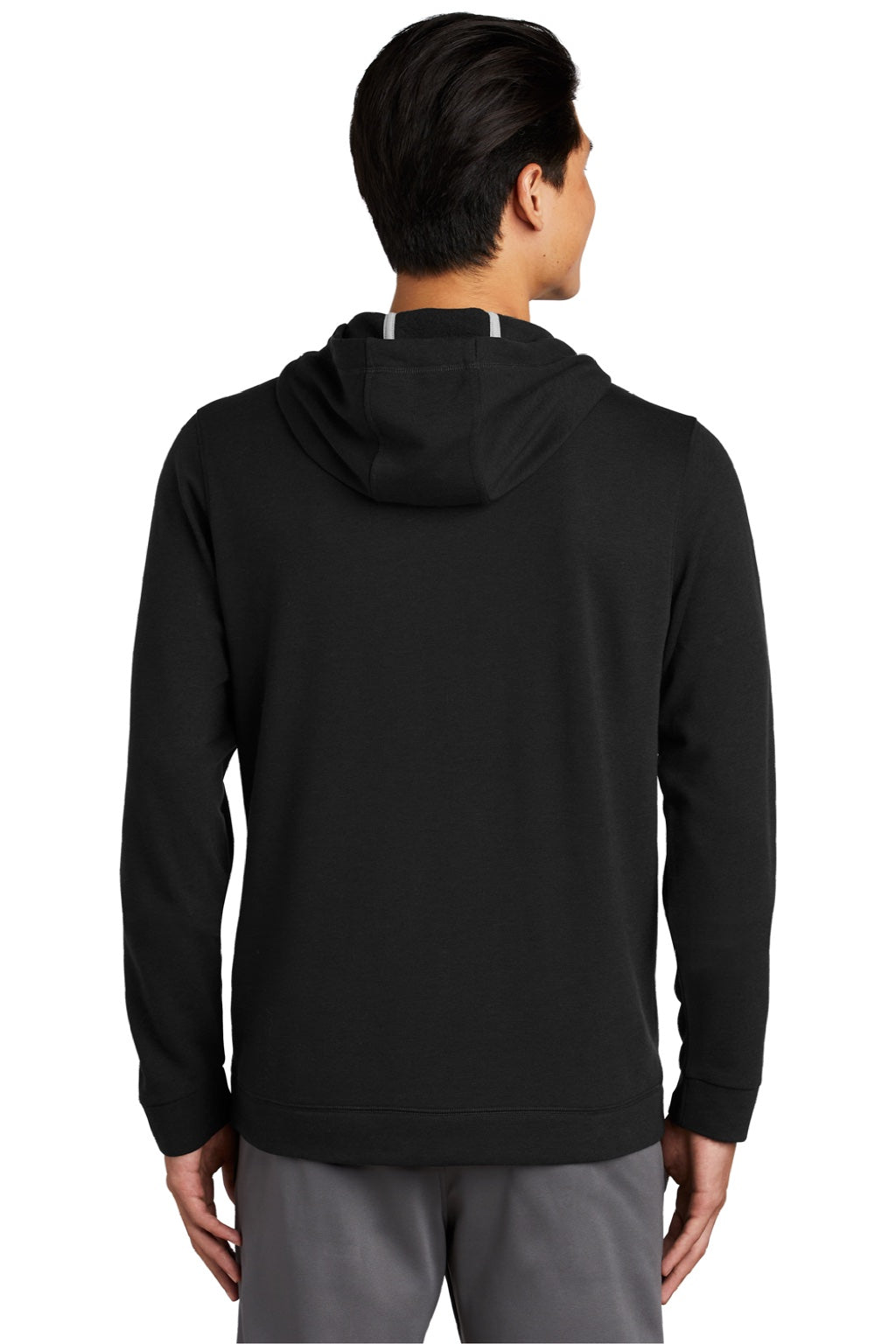 Sport-Tek ST296 Mens Moisture Wicking Fleece Hooded Sweatshirt Hoodie w/ Pouch Pocket Black Model Back