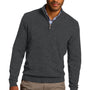 Port Authority Mens Long Sleeve 1/4 Zip Sweater - Heather Charcoal Grey - Closeout