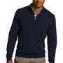 Port Authority Mens Long Sleeve 1/4 Zip Sweater - Navy Blue - Closeout