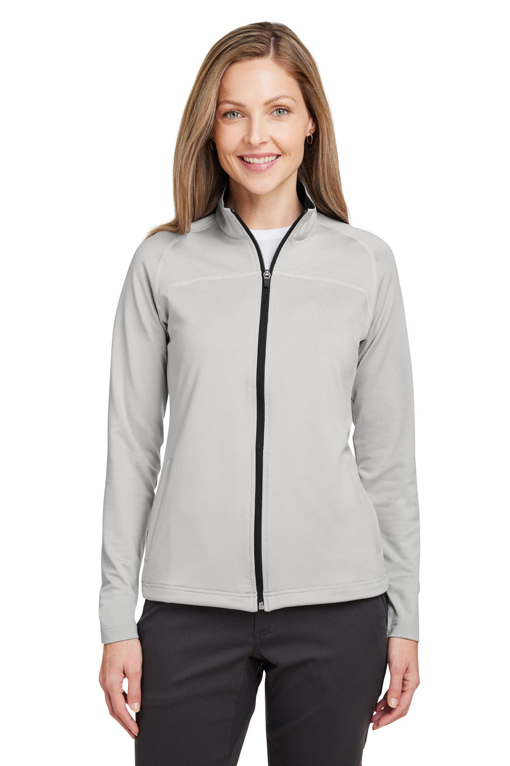 Swannies Golf SWF400L Womens Cora Full Zip Jacket Glacier Grey Model Front